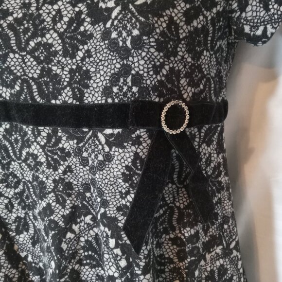Y2K Black Faux Lace Jersey Knit Girls Size 14 Dress Stretch Goth Party George - Picture 8 of 13